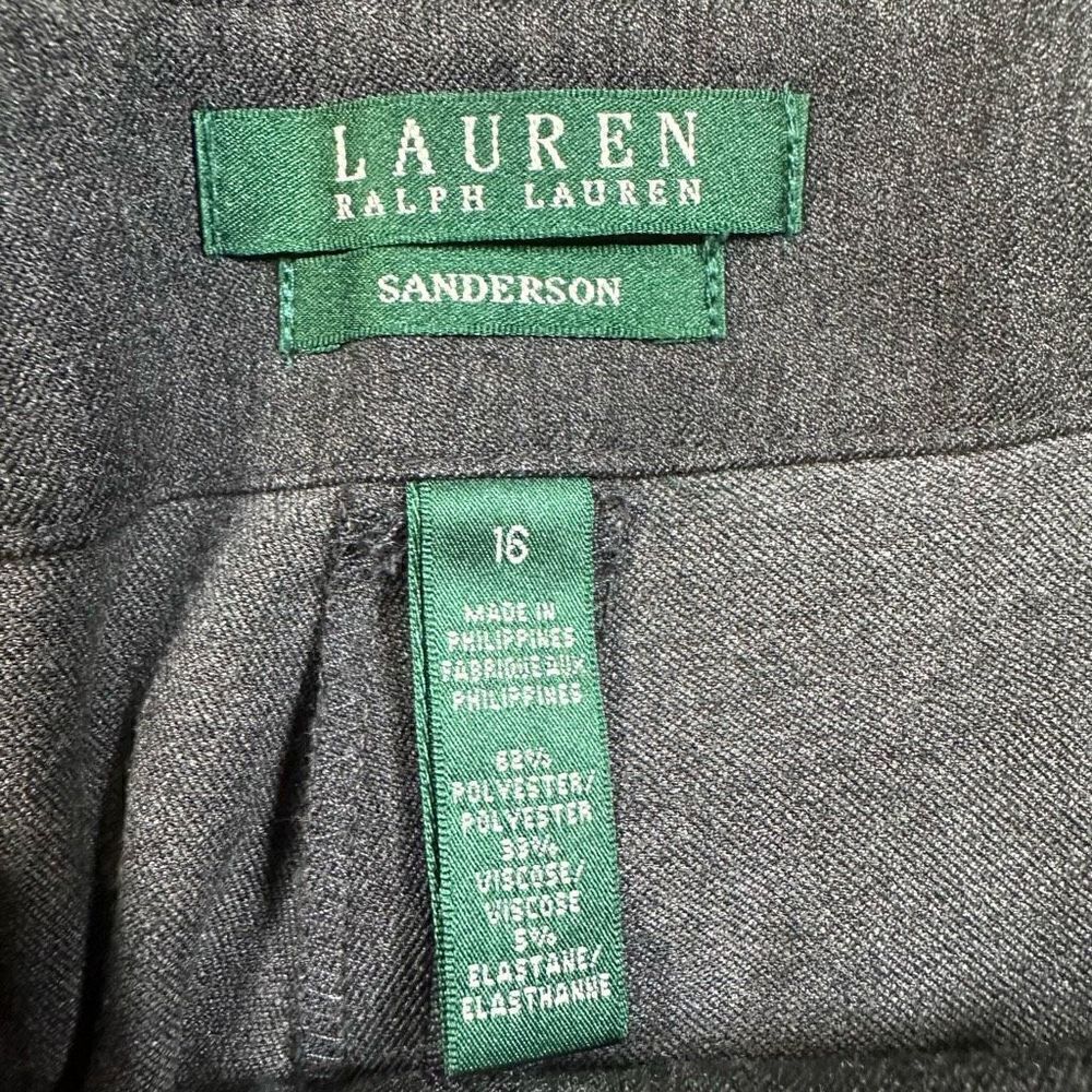Lauren Ralph Lauren Women’s Size 16 Sanderson Pants Grey Straight Leg Stretch - Picture 2 of 9